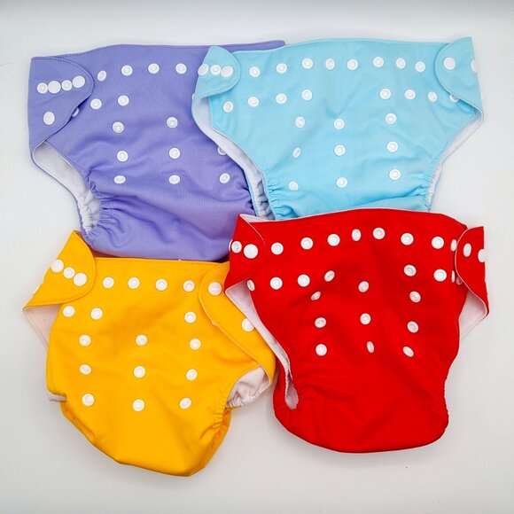 ALVABABY Baby Cloth Diapers 4 Pack with 3 Inserts One Size Adjustable - Picture 1 of 4